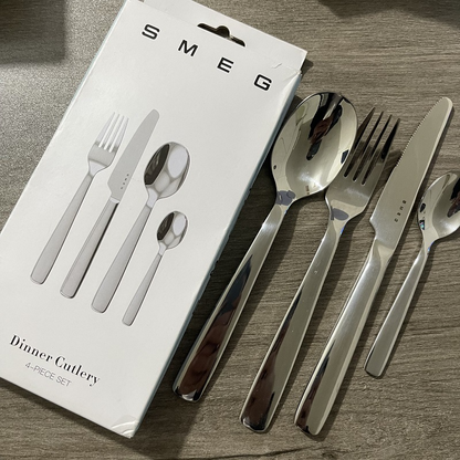 SMEG 4-Piece Stainless Steel Cutlery Set - Dinner Knife, Fork & Spoon Western Tableware