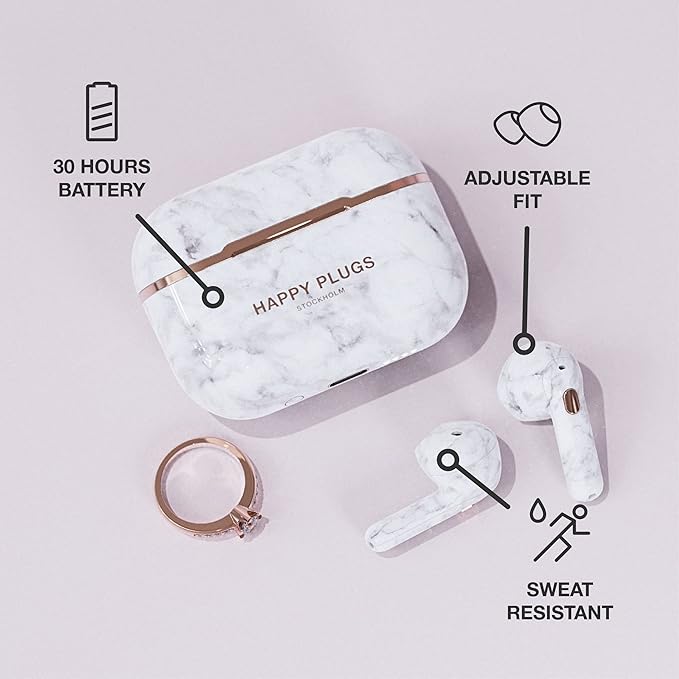 LOT IMPORTED ORIGINAL SWEDEN Happy Plugs Hope True Wireless Earbuds White Marble