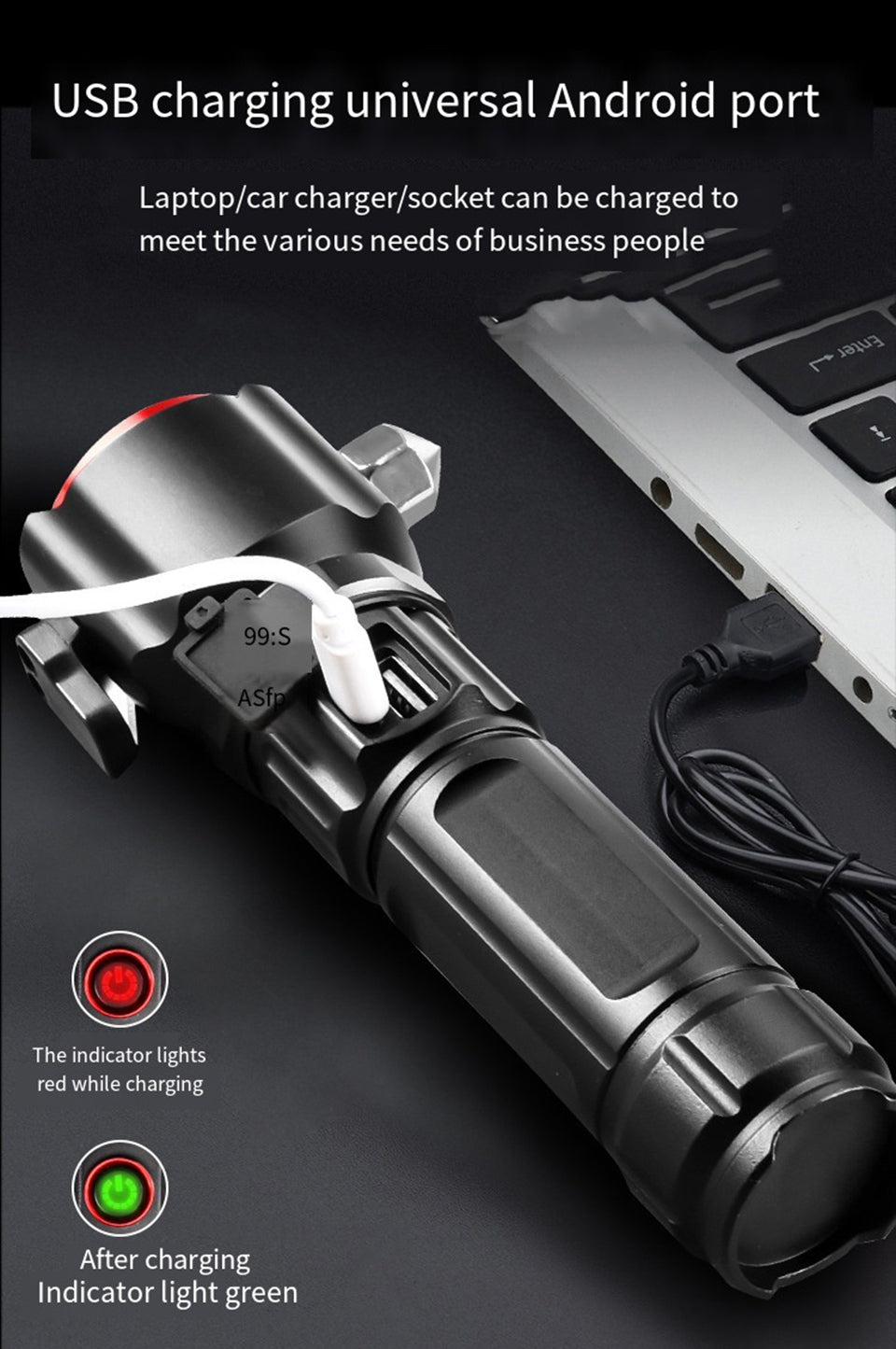 Waterproof Laser LED Tactical Flashlight With 1Km Range and long lasting backup | Imported