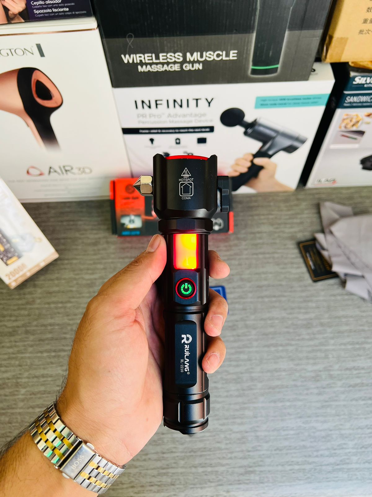 Waterproof Laser LED Tactical Flashlight With 1Km Range and long lasting backup | Imported