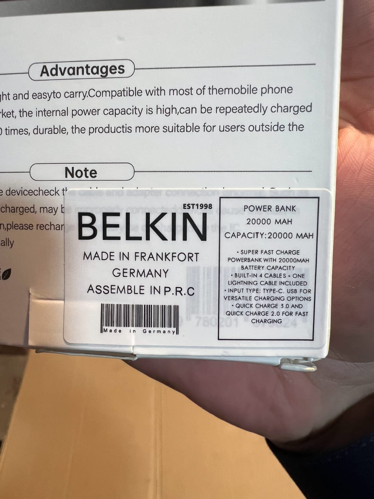 Germany lot  66W Fast Charging Power Bank