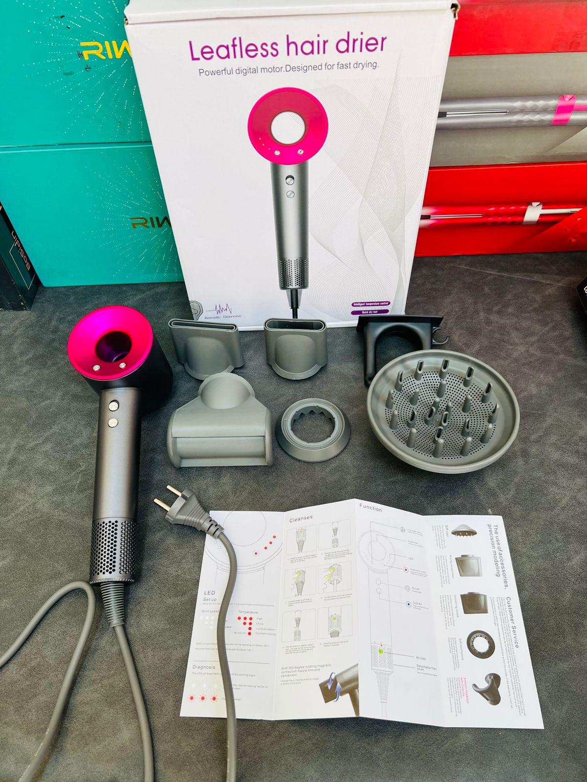 Leafless Hair Dryer 1600W – 5-in-1 Magnetic Multi-Styler with Ionic Technology