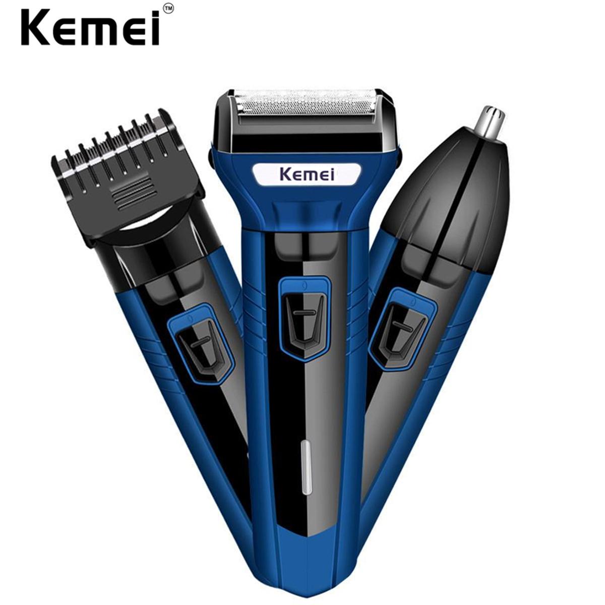 KEMEI 3 in 1 Professional Rechargeable Hair Clipper Trimmer & Shaver